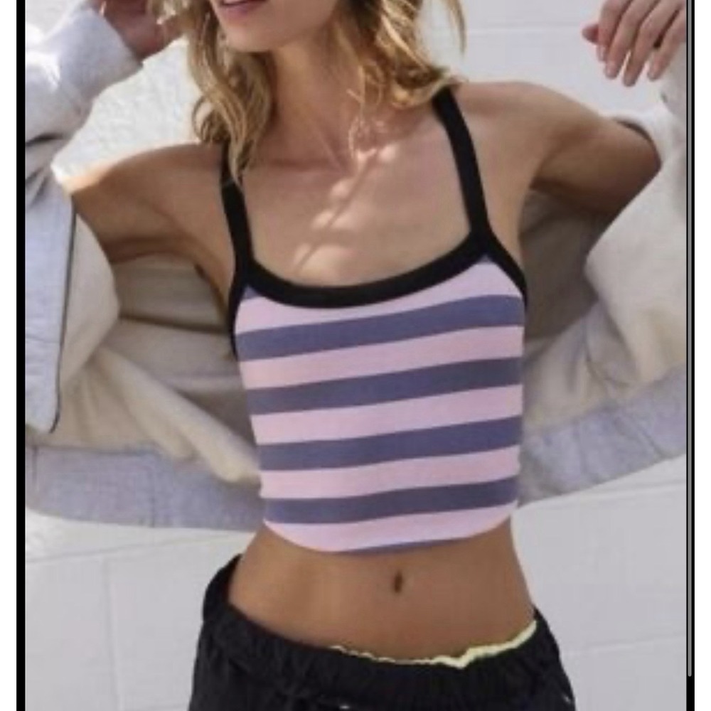 Free People Movement Tank Top M/L Womens All Clear Striped Cami Cropped Gym